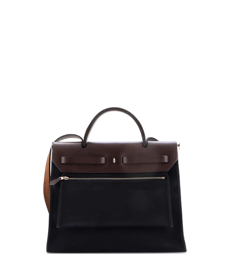 Pre-Owned HERMES Herbag Zip Leather and Toile