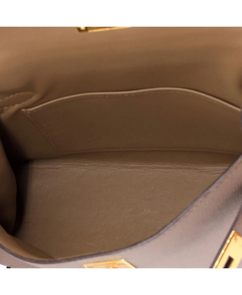 Pre-Owned HERMES Kelly 20 Handbag Grey Epsom with Gold Hardware