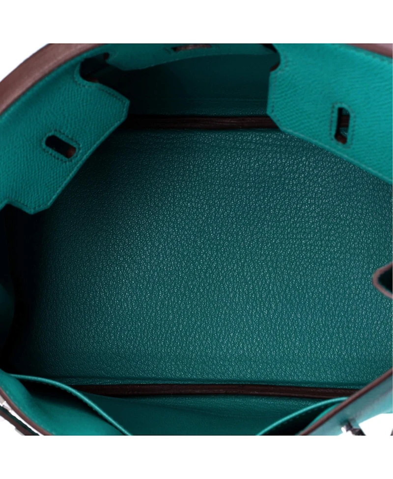 Pre-Owned HERMES Birkin 25 Handbag Blue Epsom with Palladium Hardware