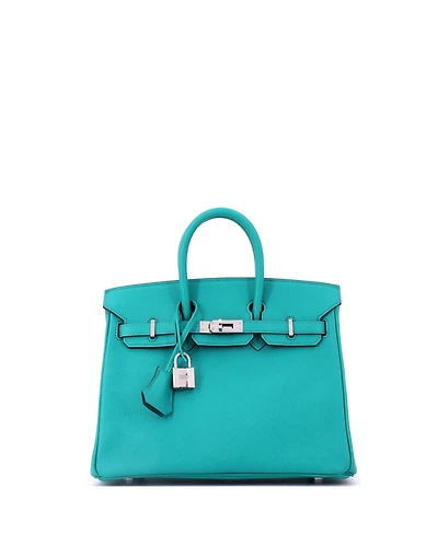 Pre-Owned HERMES Birkin 25 Handbag Blue Epsom with Palladium Hardware