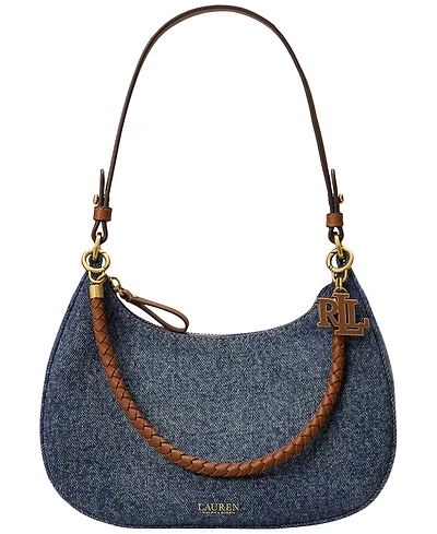 Lauren Ralph Lauren Denim Small Marcy Zip-Top Shoulder Handbag