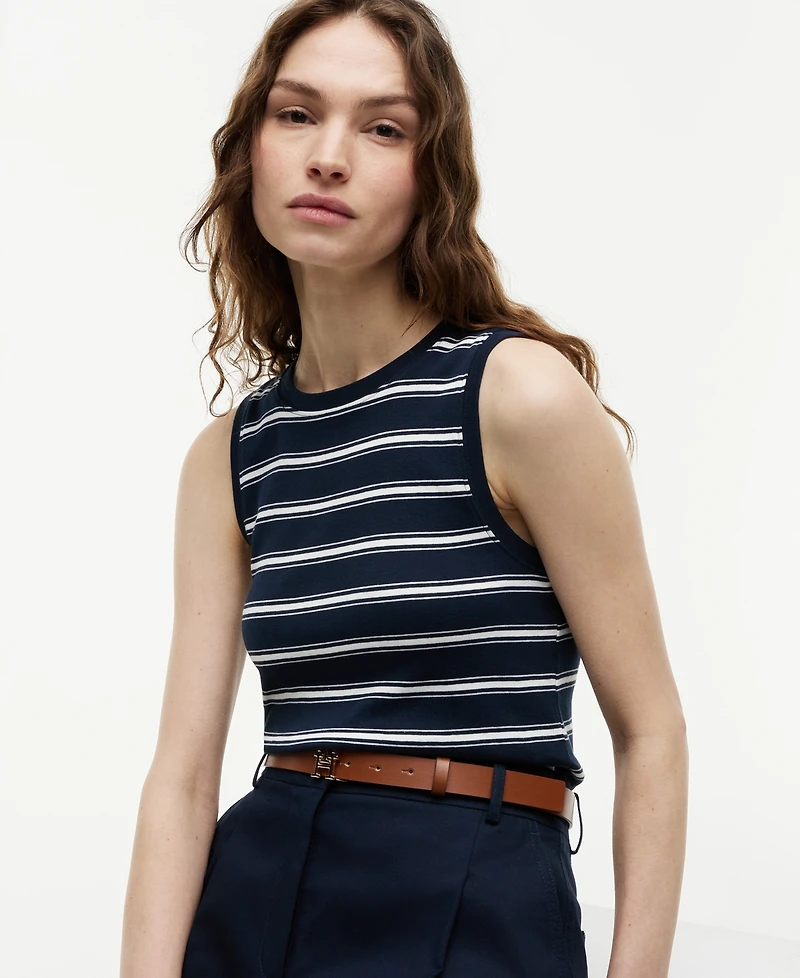 Tommy Hilfiger Women's Multi-Stripe Crewneck Cotton Tank Top
