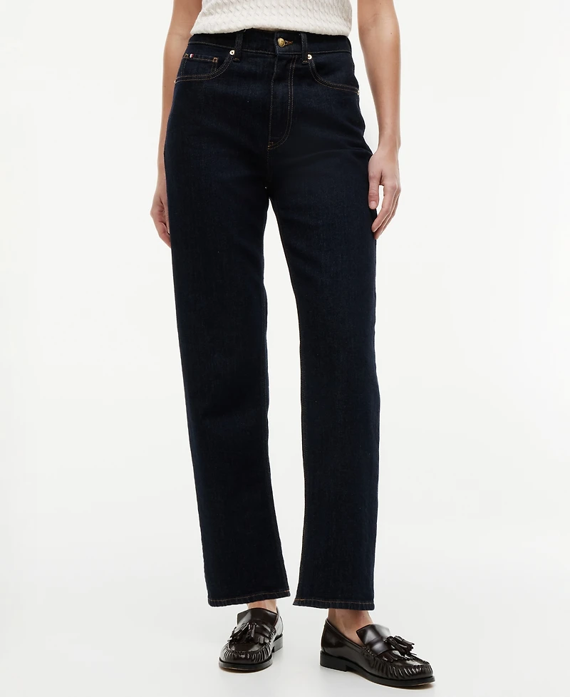 Tommy Hilfiger Women's High-Waist Tapered Ankle Cotton Jeans