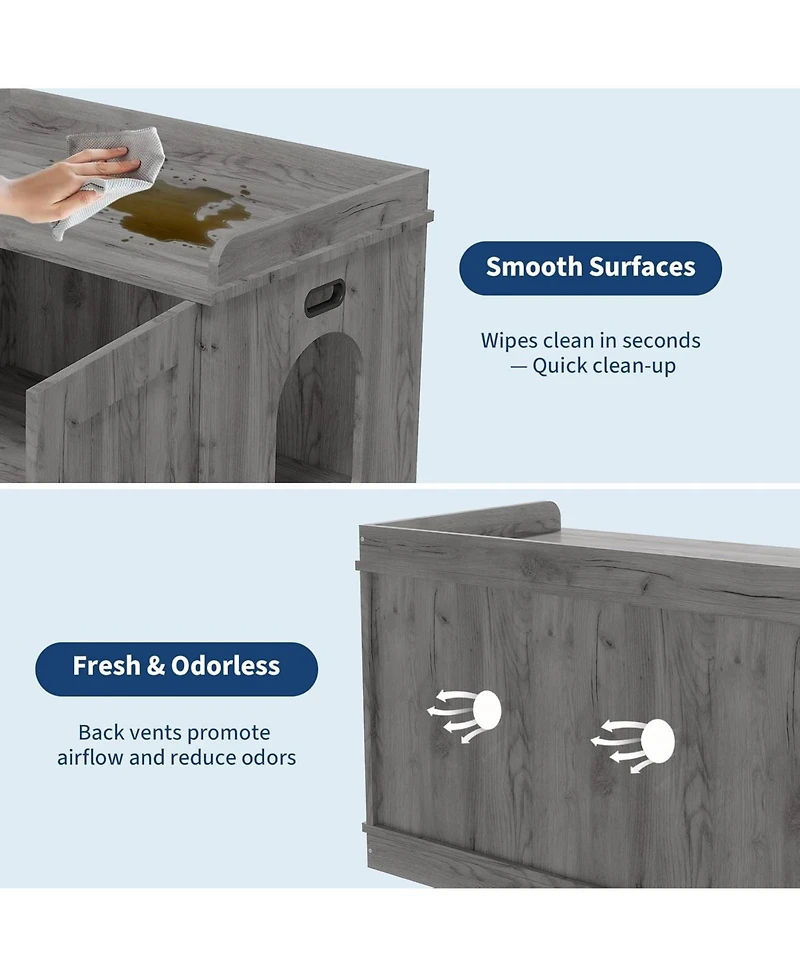 gaomon Cat Litter Box Enclosure Hidden Litter Box Cabinet with Wooden Barn Door, End Table Style Indoor Cat House Fits Most Litter Boxes
