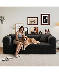 Rainsken Convertible Sleeper Sofa Bed, 78.8" Corduroy 2 Seater Loveseat, Boneless Modular Sectional Sofa with Pillow Back Support for Living Room