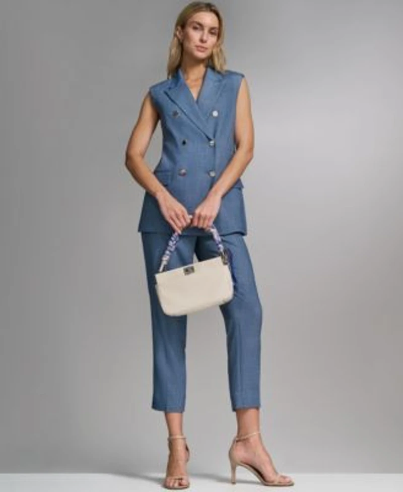 Calvin Klein Petite Collared Front Button Vest High Waisted Modern Fit Pants