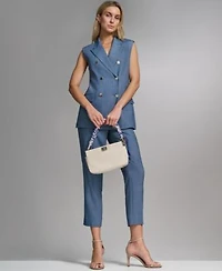 Calvin Klein Petite Collared Front Button Vest High Waisted Modern Fit Pants
