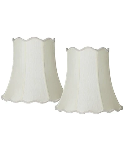 Springcrest Imperial Shade Set of 2 Scallop Bell Lamp Shades Medium 10" Top x 16" Bottom x 14.75" High Spider Harp and Finial Fitting