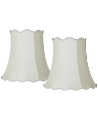 Springcrest Imperial Shade Set of 2 Scallop Bell Lamp Shades Medium 10" Top x 16" Bottom x 14.75" High Spider Harp and Finial Fitting