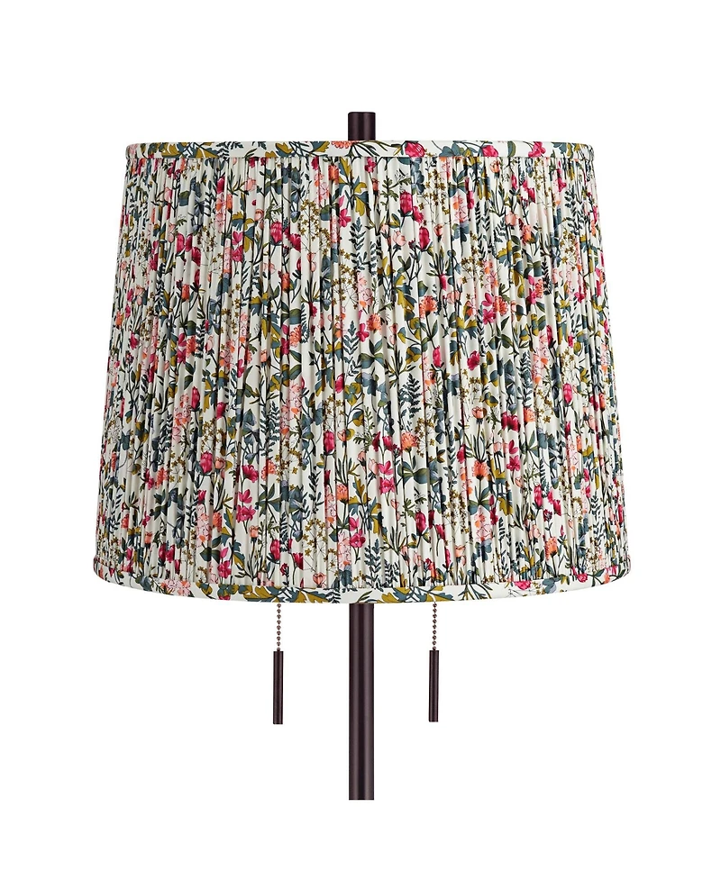 Possini Euro Design Karina 33" Tall Skinny Buffet End Table Lamp Pull Chain Bronze Finish Metal Meadow Shade Living Room
