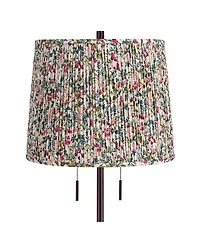 Possini Euro Design Karina 33" Tall Skinny Buffet End Table Lamp Pull Chain Bronze Finish Metal Meadow Shade Living Room