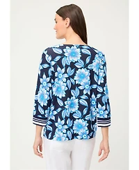 Olsen Women's Split Neck Floral T-Shirt