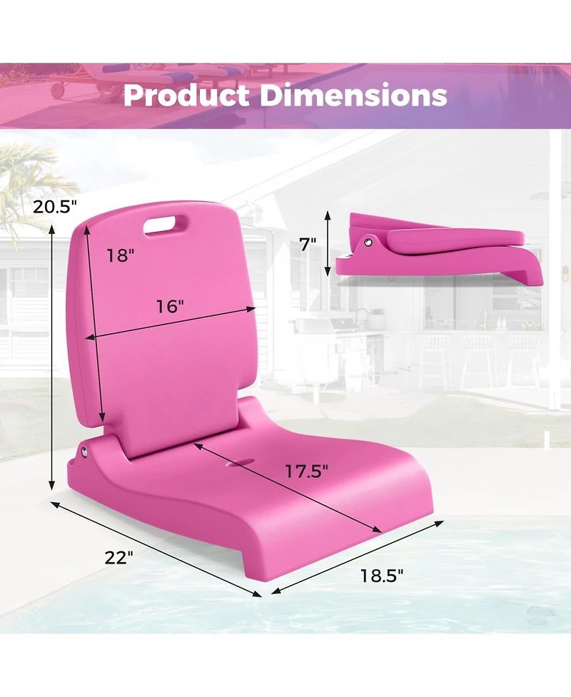 Gouun Foldable Pool Chair with Built-in Handle and Backrest Support