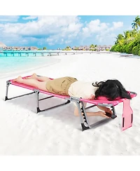 Gouun Adjustable Folding Beach Lounge Chair with Face Hole and Pillow