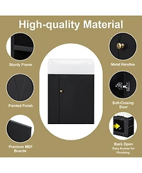 Sillysis 20 Inch Bathroom Vanity with Ceramic Sink, Side Storage Shelves and Towel Bar, Wall Mount Cabinet for Small Spaces