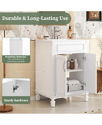 Sillysis 24 Inch Freestanding Bathroom Vanity with Ceramic Sink, Soft Close Storage, Solid Wood Cabinet for Small Spaces.
