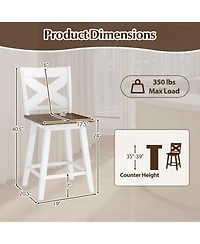 Gymax 24'' Swivel Barstools Set of 4 w/Backrest Large Seat Footrest for Kitchen Island