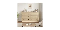 gaomon 6 Drawer Dresser for Bedroom, Wide Modern Wood Chest with Ring Pull Handles