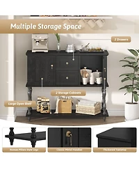 gaomon 42" Farmhouse Wooden Console Table with 2 Drawers, 2 Doors and Storage Shelf, Entryway Table and Tv Stand for Living Room
