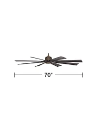 Possini Euro Design 70" Defender Modern Industrial Indoor Outdoor Ceiling Fan Remote