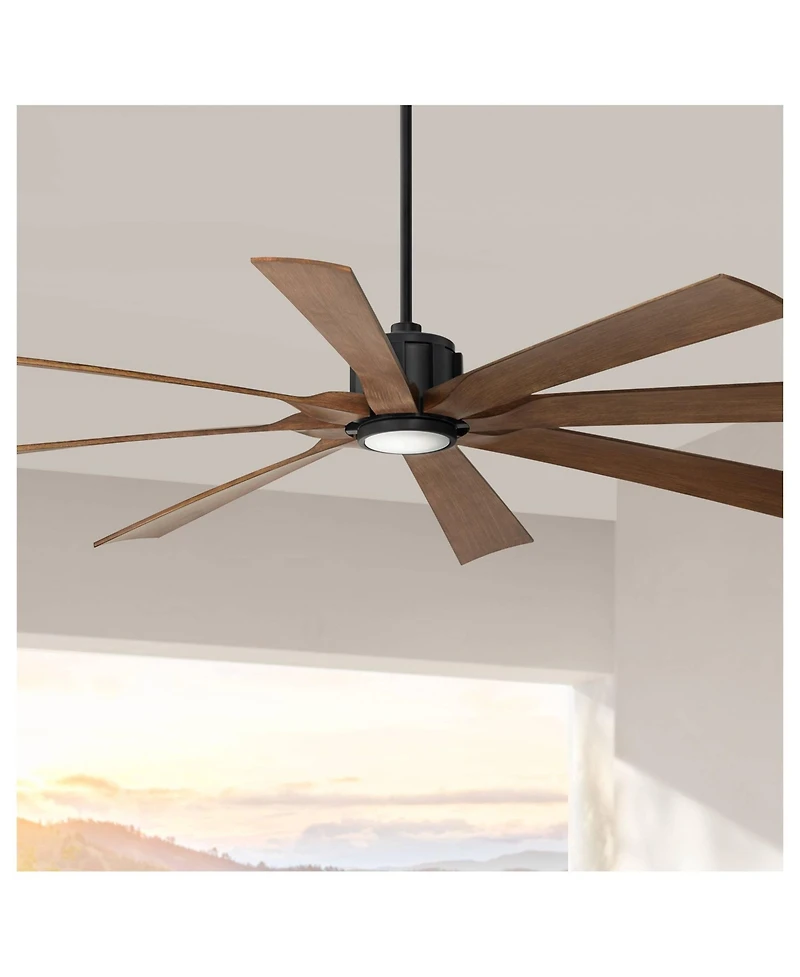 Possini Euro Design 70" Defender Indoor Outdoor Ceiling Fan 8 Blade Led Light Remote Control