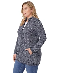 Woman Within Plus Zip Front Shaker Cardigan