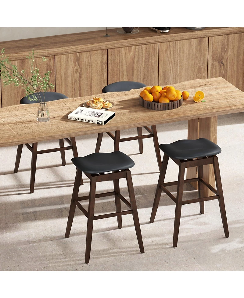 Gymax Set of 4 Swivel Bar Stools 31'' Bar Chairs w/ Padded Contoured Seat and Footrest