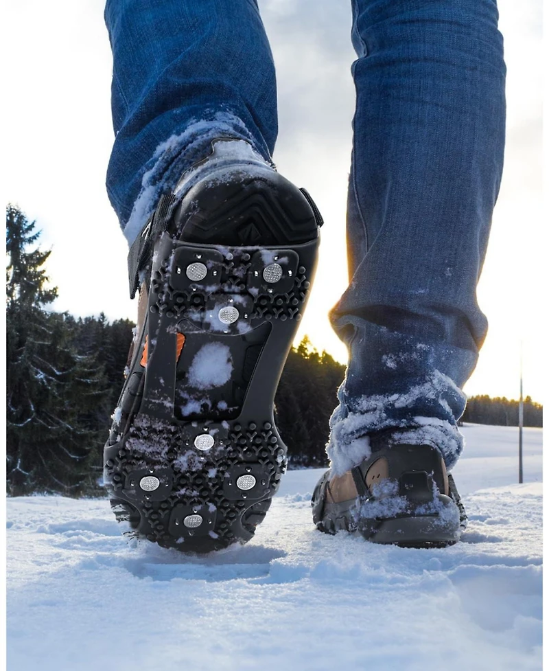 Sportneer Ice Cleats for Shoes and Boots with 28 Spikes Traction Slip On Stretch Footwear for Walking Shoveling on Ice and Snow Lightweight