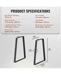 Gouun Trapezoid Steel Table Legs Set of 2, 400 lbs Capacity