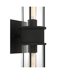 Possini Euro Design Modern Wall Light Sconce Matte Hardwired 4 1/2" 2-Light Fixture Clear Glass Shades for Bedroom Bathroom