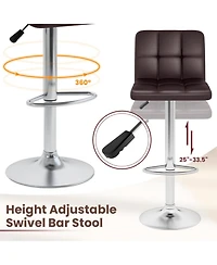 Gouun Adjustable Upholstered Faux Leather Bar Height Stools Set of 2 with Metal Legs