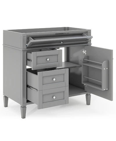 Sillysis Bathroom Vanity without Top Sink, Soft Close Drawers, Adjustable Shelf and Door Organizer for Small