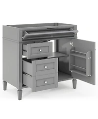 Sillysis Bathroom Vanity without Top Sink, Soft Close Drawers, Adjustable Shelf and Door Organizer for Small