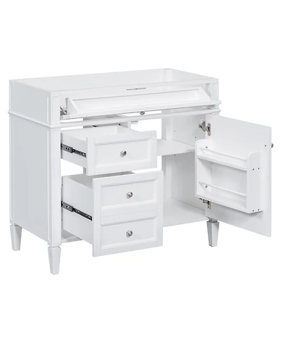 Sillysis Bathroom Vanity without Top Sink, Soft Close Drawers, Adjustable Shelf and Door Organizer for Small