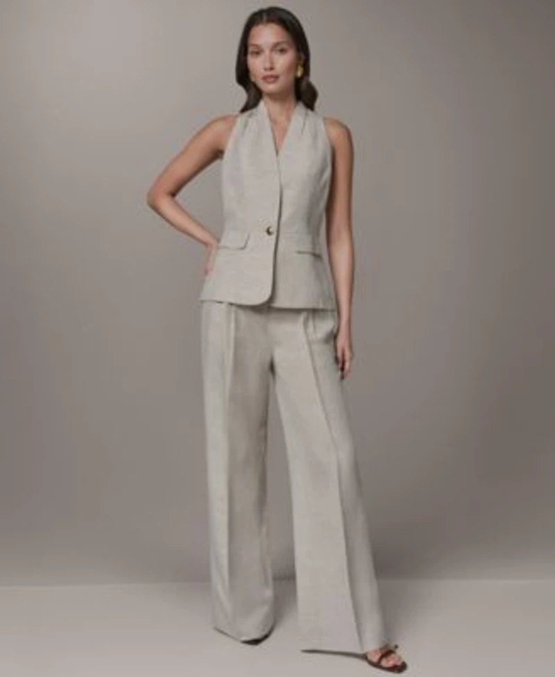 Donna Karan New York Womens One Button Vest High Waisted Pants