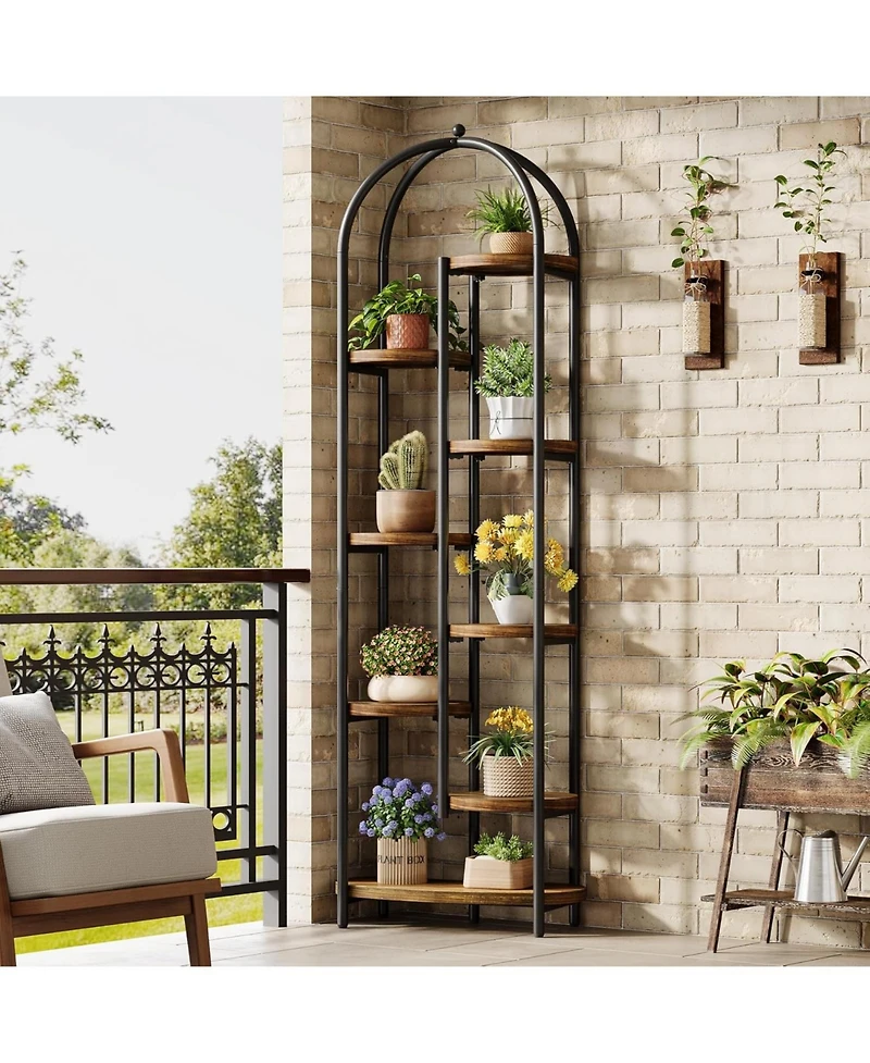 Tribesigns Arch Plant Stand Indoor, 71" Tall Corner Plant Shelf, 8-Tier Plants Stand with Metal Support Frame