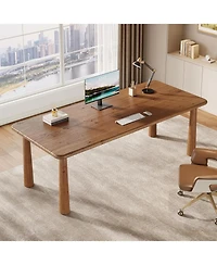 Tribesigns 63'' Solid Wood Executive Desk, Modern Office Computer Desk, Study Writing Table Workstation