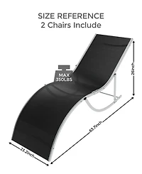 homfan Set of 2 S-Shaped Patio Chaise Lounge Chairs - Aluminum Recliners Quick-Dry Mesh Sun Loungers for Pool, Beach, Garden