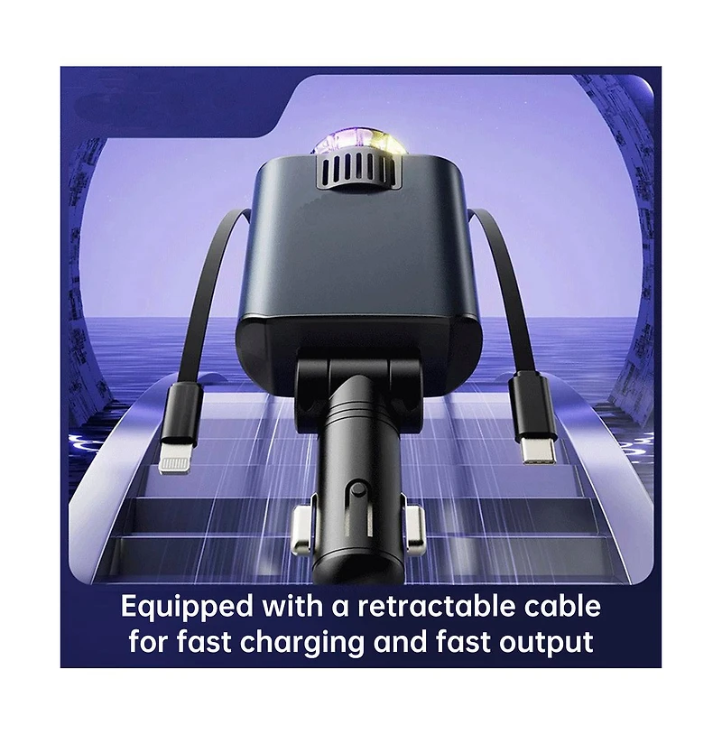 Artudatech 120W Car Charger with Retractable Cable, Aromatherapy and Star Ceiling Light