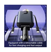 Artudatech 120W Car Charger with Retractable Cable, Aromatherapy and Star Ceiling Light