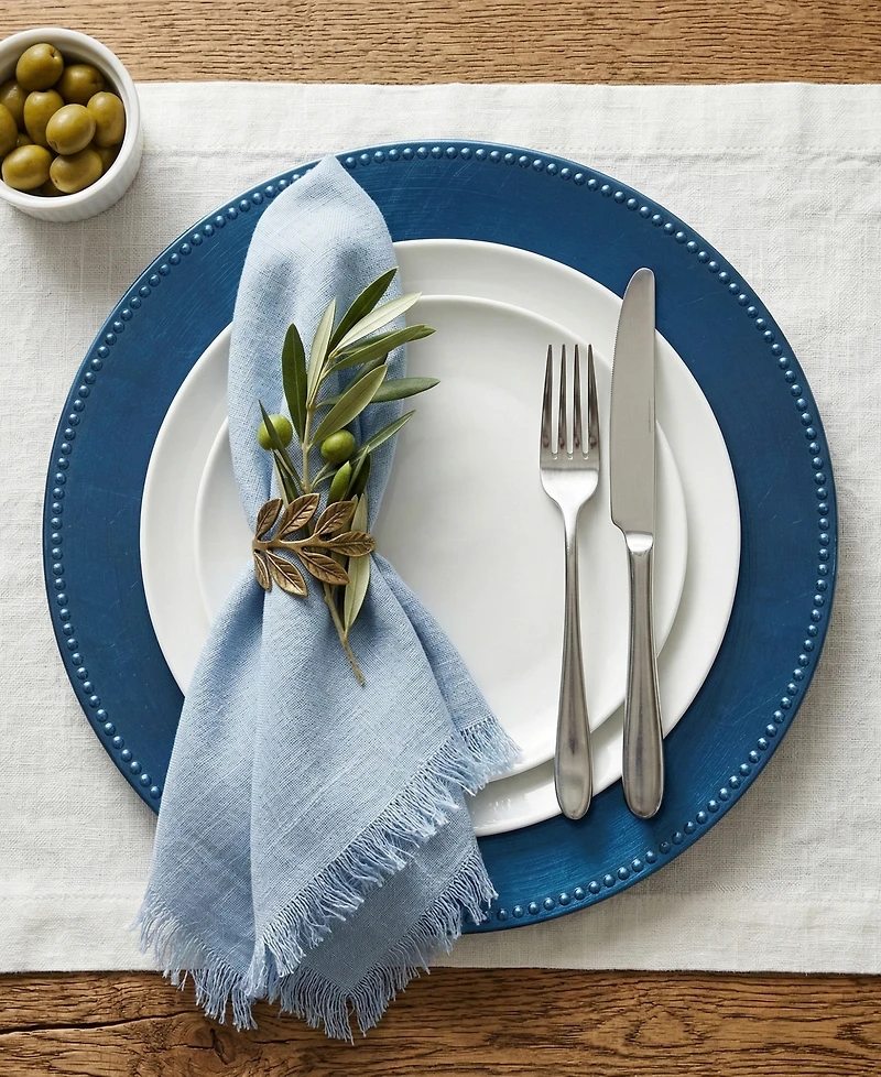 American Atelier Royal Blue Beaded Charger Plate 13"