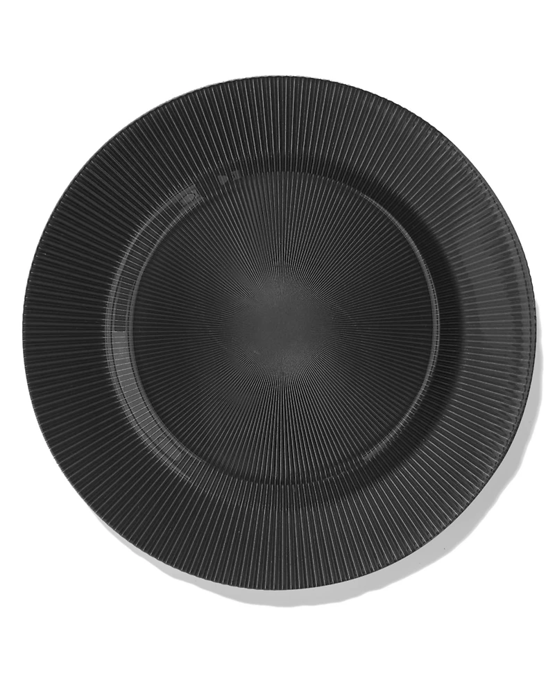 American Atelier Sunray Black Glass Charger Plate 13", Set of 4