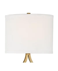 Possini Euro Design Sian Modern Wall Light Sconces Set of 2 Warm Brass Hardwired 10" Fixture Half-Moon Linen Shade for Bedroom