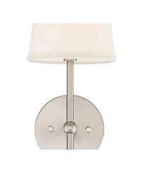 Possini Euro Design Elena Modern Wall Light Sconces Set of 2 Brushed Nickel Hardwire 6" Fixture Cream Linen Shade for Bedroom Reading Living Room Home