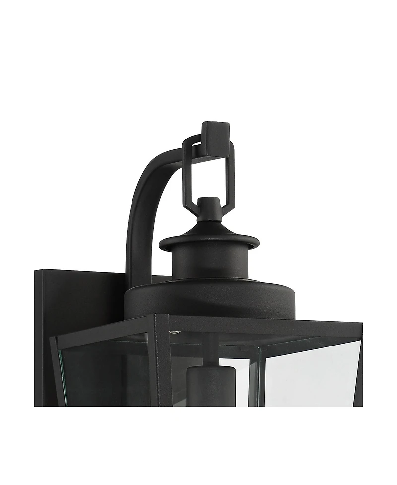 Possini Euro Design Ackerly Modern Outdoor Wall Light Fixtures Set of 2 Lantern Frame 17 1/4" Clear Glass for Post Exterior