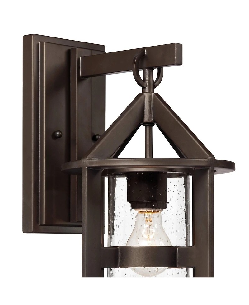 John Timberland Argentine Rustic Farmhouse Outdoor Wall Light Fixtures Set of 2 Bronze 17" Clear Seedy Glass for Post Exterior Barn Deck