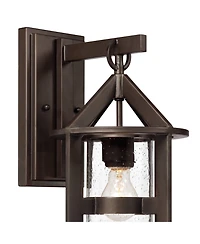 John Timberland Argentine Rustic Farmhouse Outdoor Wall Light Fixtures Set of 2 Bronze 17" Clear Seedy Glass for Post Exterior Barn Deck