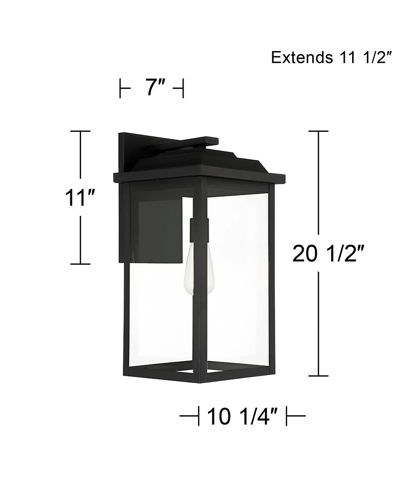 John Timberland Eastcrest Modern Outdoor Wall Light Fixtures Set of 2 Textured Metal 20 1/2" Clear Glass for Post Exterior Barn Deck