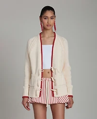 Avec Les Filles Women's Intarsia Lobster Long-Sleeve Sweater