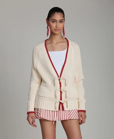Avec Les Filles Women's Intarsia Lobster Long-Sleeve Sweater